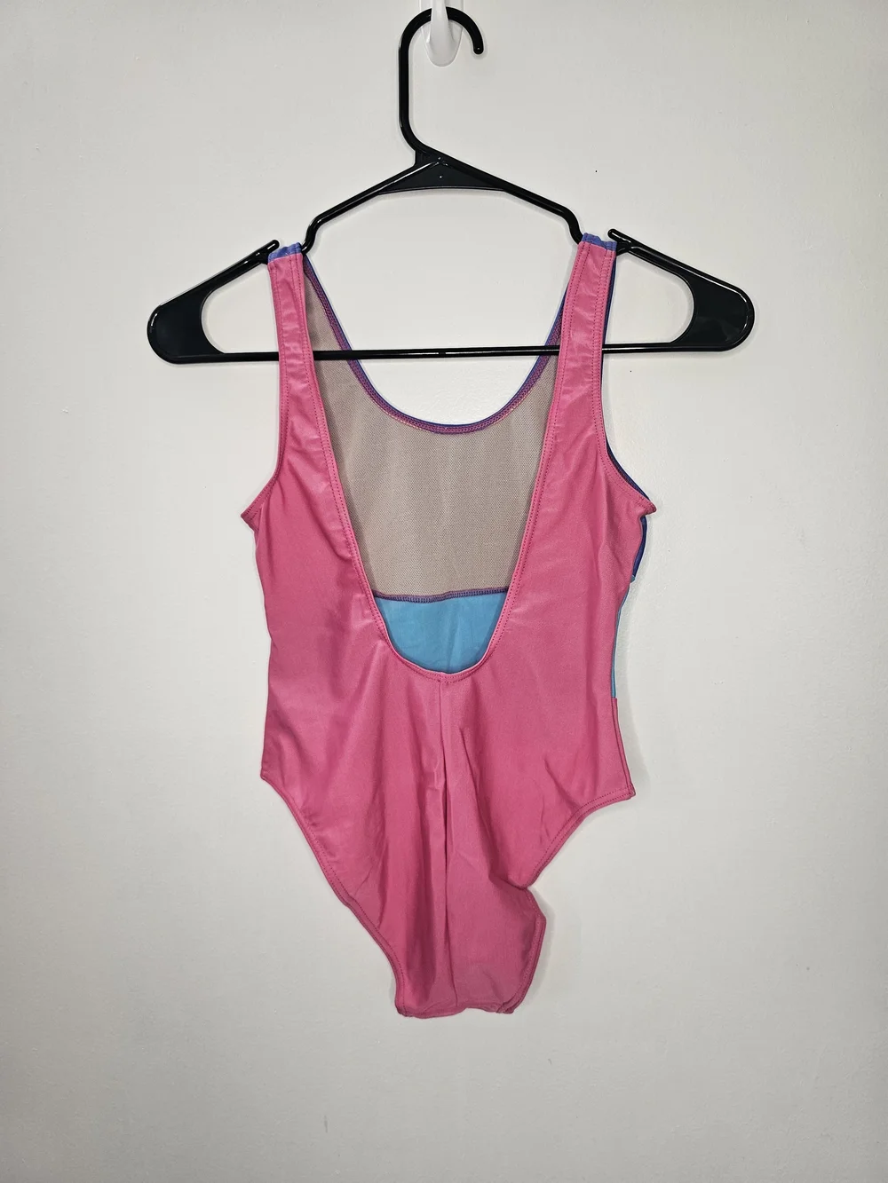 Circo Colorblock One Piece Swimsuit L Pink Purple Blue Mesh Back